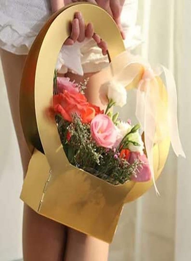 اويسيس مجموعة أواسيس من 10 أكياس هدايا باقات زهور بمقابض | أكياس هدايا عيد الحب لها وله | أكياس هدايا لحفلات الزفاف، وأعياد الميلاد، وحفلات توديع العزوبية، وحفلات استقبال المولود | 40×20×7.5 سم | لون ذهبي على شكل قلب - Image 5